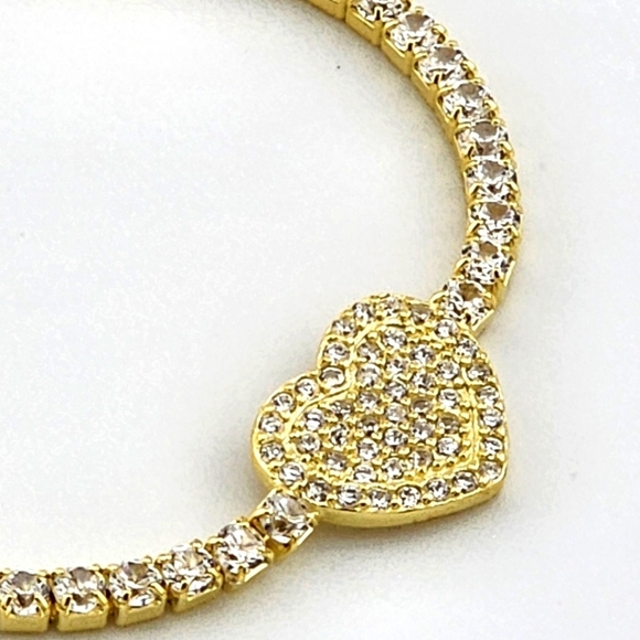 Gold Tone Heart Bracelet Sterling silver 925 dipped in gold - Picture 6 of 10